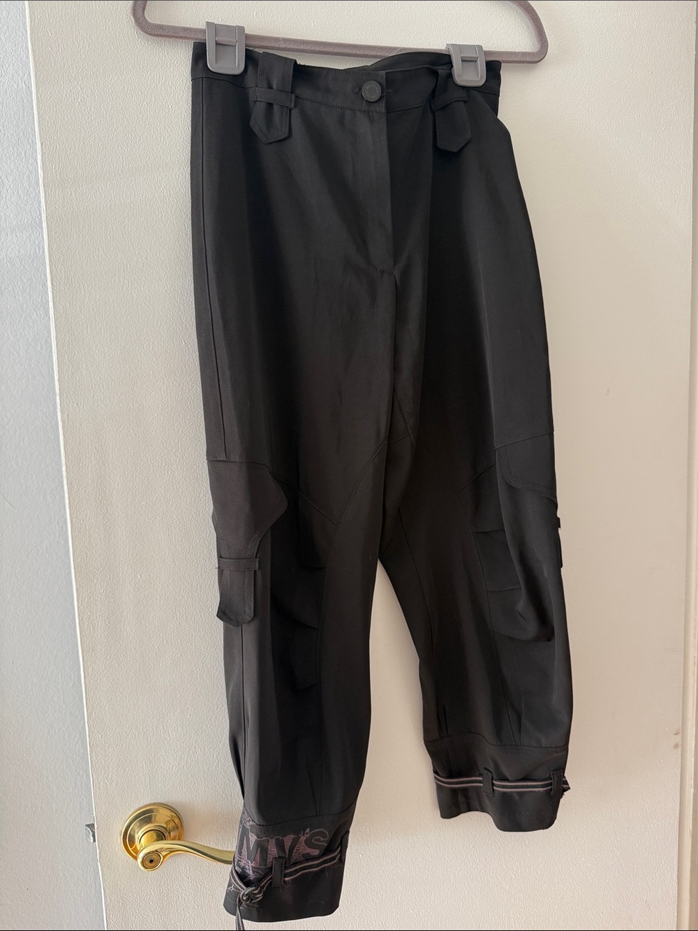 Deux Mille Vingt Six Cropped Black Cargo Jumpsuit-Style Pants